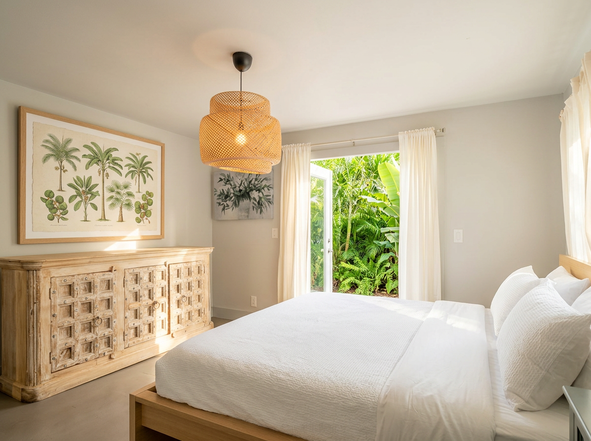 Bright bedroom with garden view